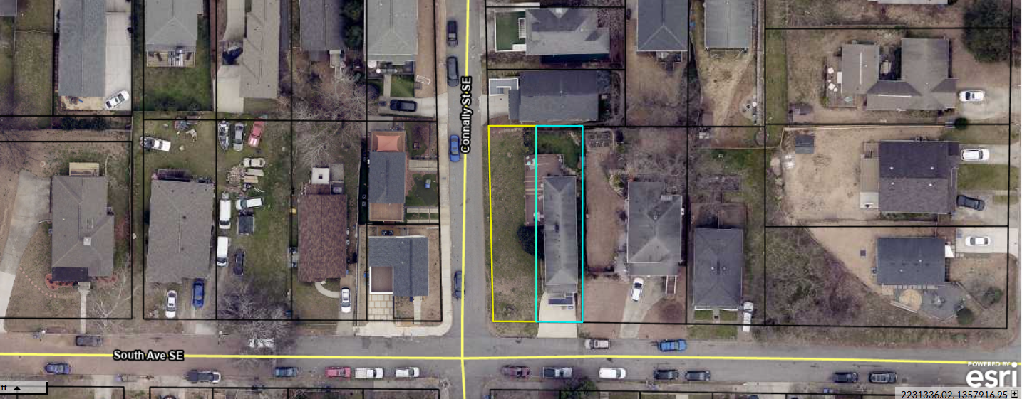 Bird’s-eye view showing both parcels